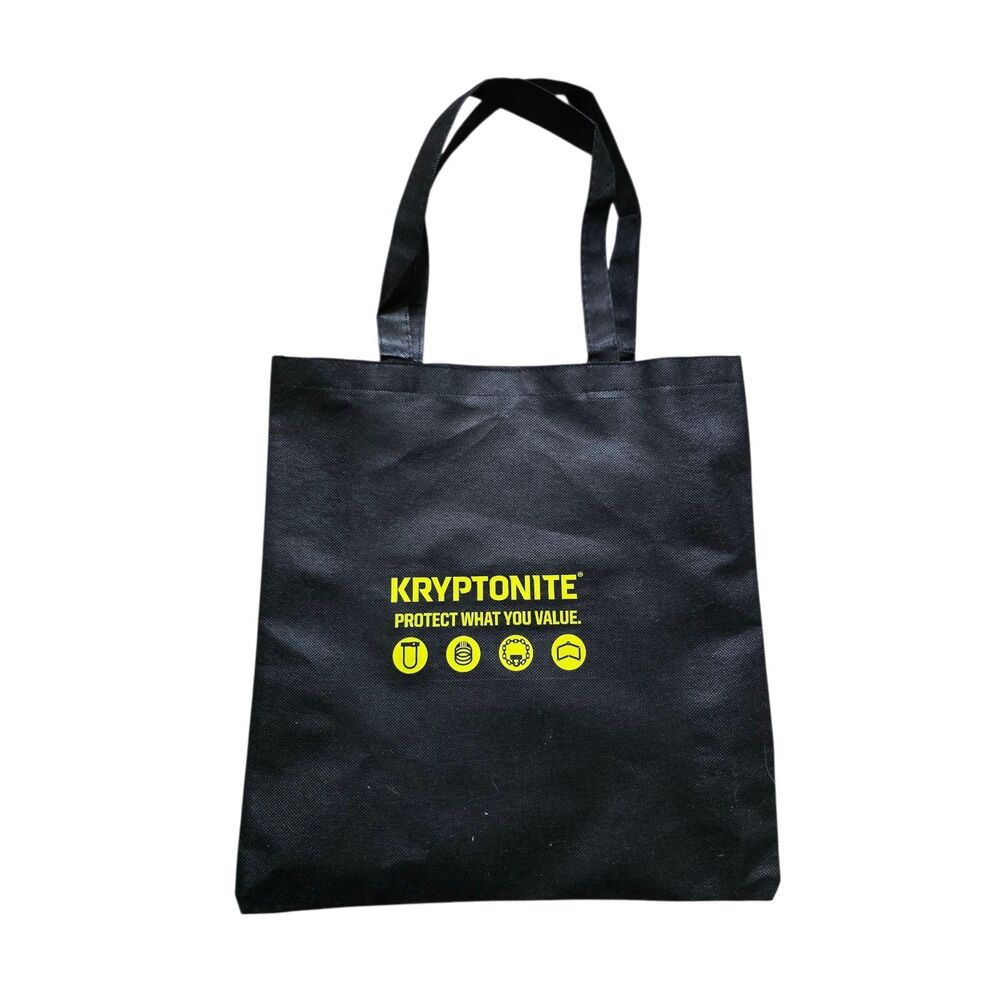 Kryptonite Bike Lock Reusable Bag Black Logo Travel Packable Collectible 10"x10"
